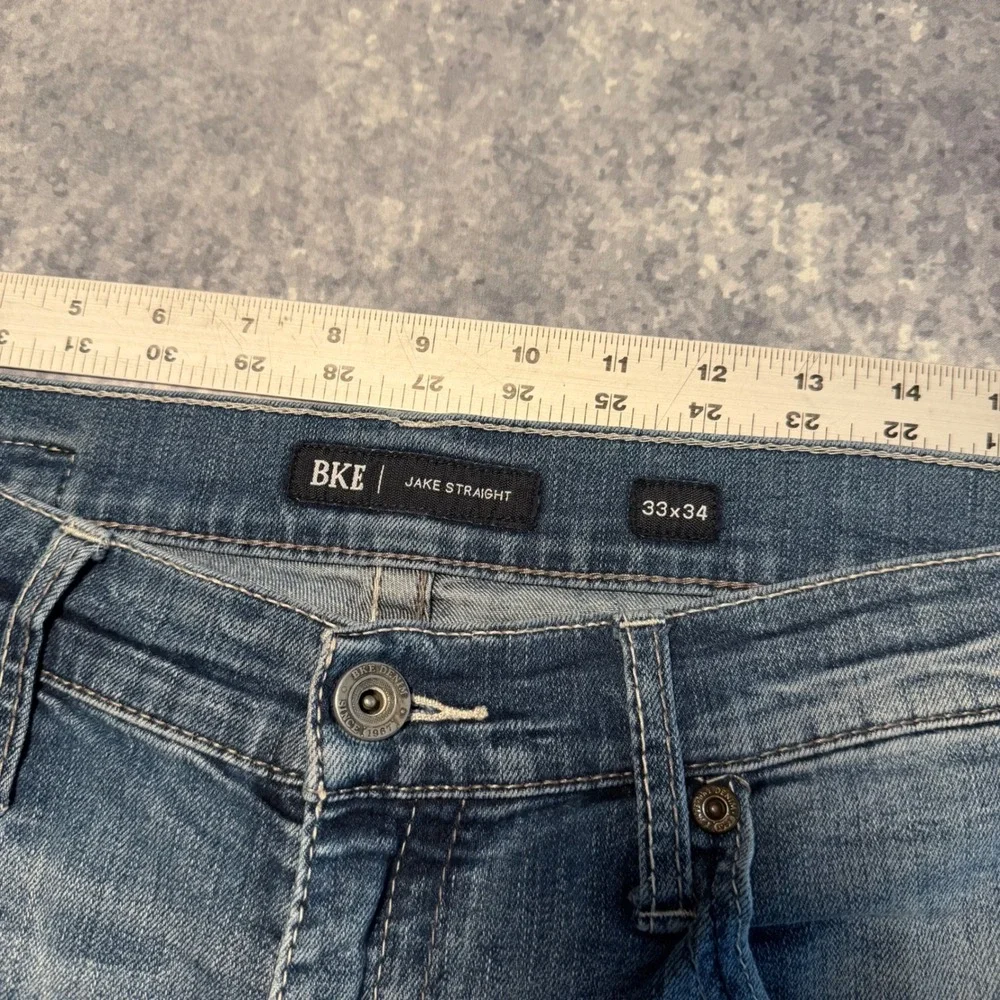 BKE Jake Straight Mens Medium Wash Blue Denim Jeans 33x34
